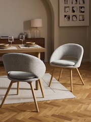 Set of 2 Soft Weave Dove Light Grey Hewitt Upholstered Light Wood Leg Dining Chairs - Image 1 of 9