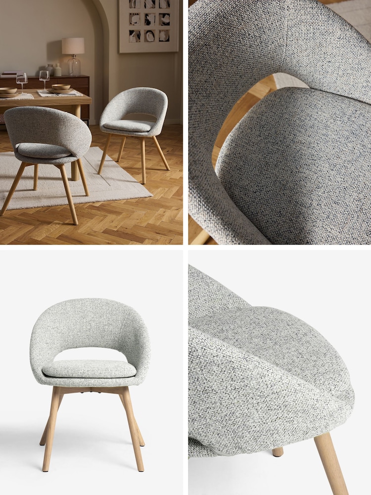 Set of 2 Soft Weave Dove Light Grey Hewitt Upholstered Light Wood Leg Dining Chairs - Image 2 of 9