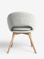 Set of 2 Soft Weave Dove Light Grey Hewitt Upholstered Light Wood Leg Dining Chairs - Image 8 of 9