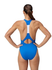 Speedo Blue Colourblock Racerback Swimsuit - Image 2 of 9