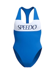 Speedo Blue Colourblock Racerback Swimsuit - Image 7 of 9
