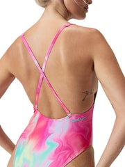 Speedo Pink Printed Convertible Swimsuit - Image 4 of 7