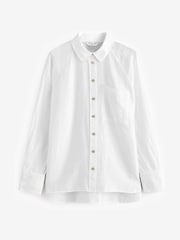 White 100% Linen Button Down Relaxed Long Sleeve Shirt - Image 6 of 9