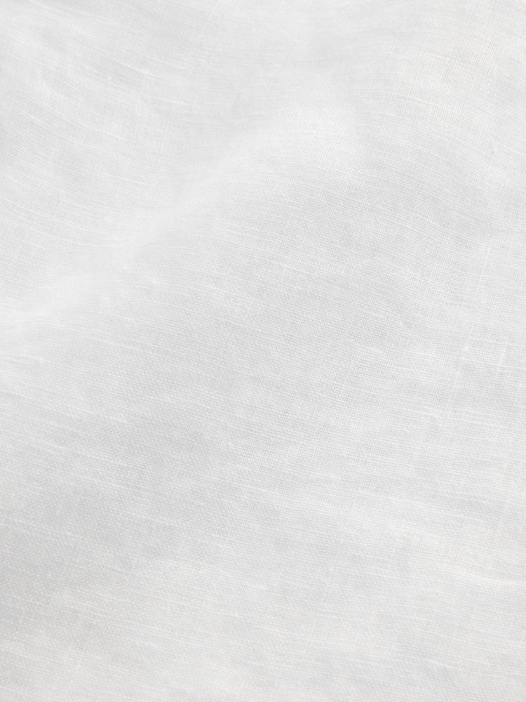 White 100% Linen Button Down Relaxed Long Sleeve Shirt - Image 9 of 9
