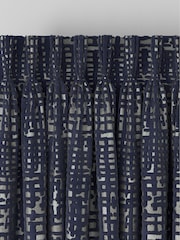 Navy Blue Collection Luxe Heavyweight Cut Velvet Abstract Made to Measure Curtains - Image 5 of 9