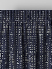 Navy Blue Collection Luxe Heavyweight Cut Velvet Abstract Made to Measure Curtains - Image 6 of 9
