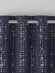 Navy Blue Collection Luxe Heavyweight Cut Velvet Abstract Made to Measure Curtains - Image 7 of 9