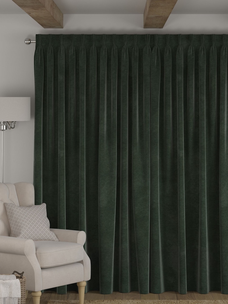 Green Soft Touch Chenille Made to Measure Curtain - Image 2 of 9