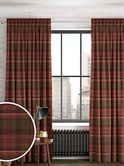 Rust Orange Brushed Check Made to Measure Curtains - Image 1 of 9
