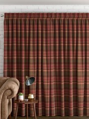 Rust Orange Brushed Check Made to Measure Curtains - Image 2 of 9