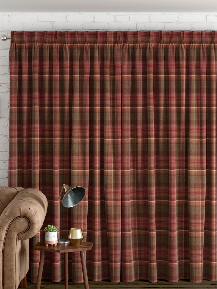 Rust Orange Brushed Check Made to Measure Curtains - Image 2 of 9