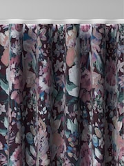 Black/Pink Rustic Romance Floral Faux Silk Made to Measure Curtains - Image 7 of 9