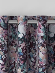 Black/Pink Rustic Romance Floral Faux Silk Made to Measure Curtains - Image 8 of 9
