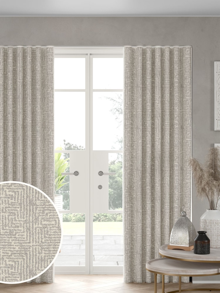 Grey Textured Maze Jacquard Made to Measure Curtains - Image 1 of 10