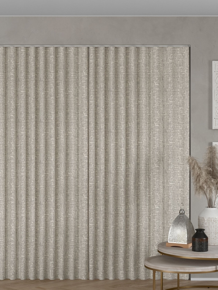 Grey Textured Maze Jacquard Made to Measure Curtains - Image 2 of 10