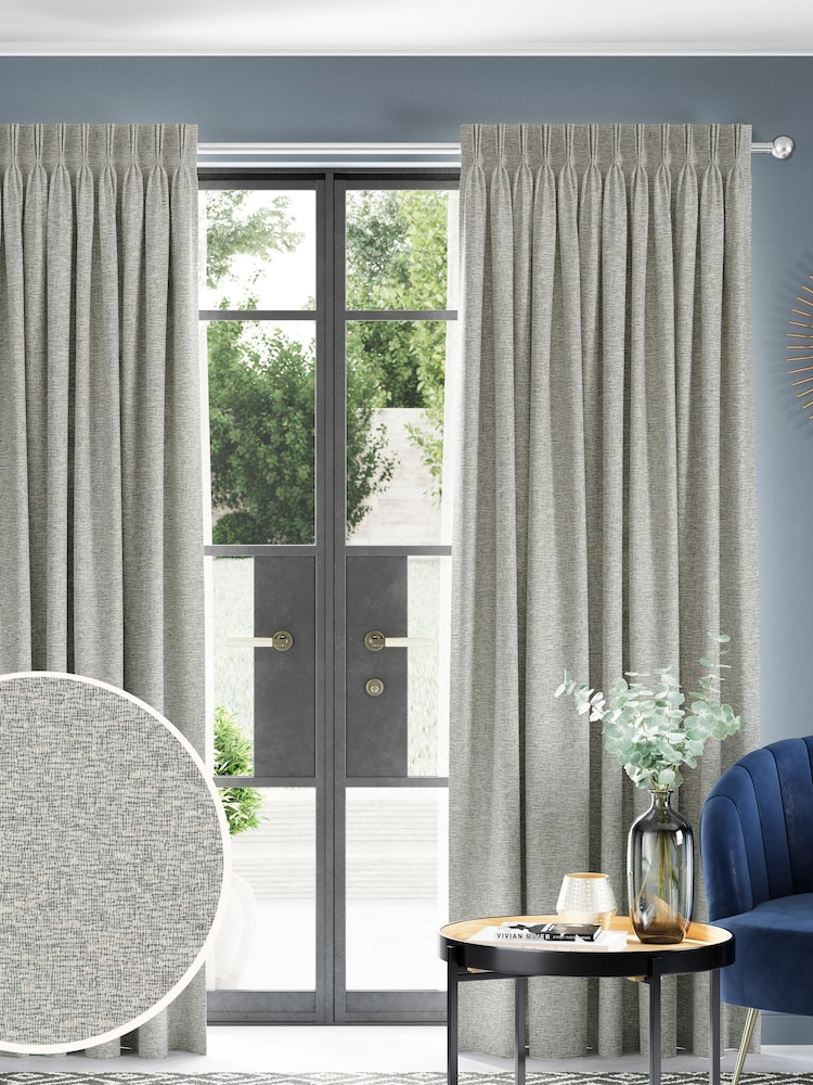 Black/White Cross-Hatch Textured Made to Measure Curtains - Image 1 of 9