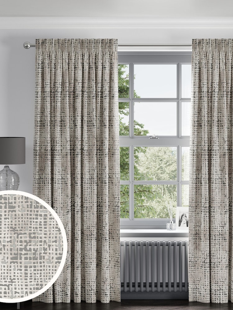 Silver Collection Luxe Heavyweight Cut Velvet Abstract Made to Measure Curtains - Image 1 of 9