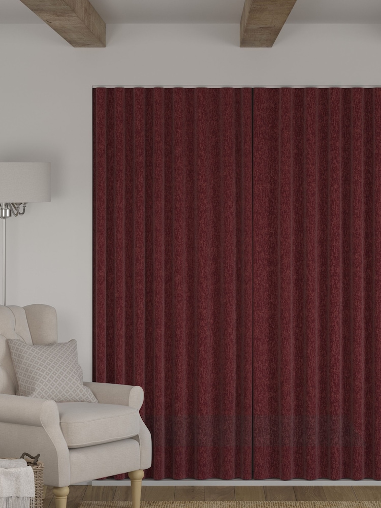 Wine Red Burgundy Heavyweight Chenille Made to Measure Curtains - Image 2 of 9