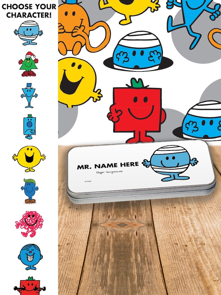Star Editions Mr Men Personalised Black Pencil Tin - Image 1 of 3