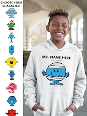 Star Editions Mr. Men Childrens Personalised White 100% Cotton Hoodie - Image 1 of 2