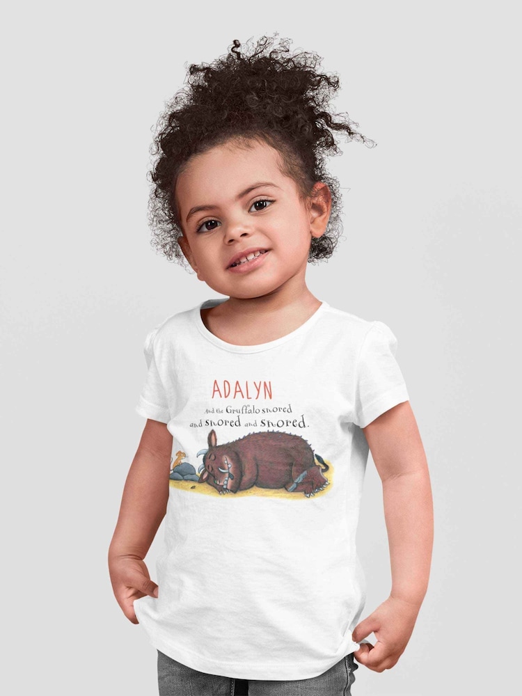 Star Editions White Personalised Gruffalo Sleeping Childrens 100% Cotton T-Shirt - Image 1 of 3