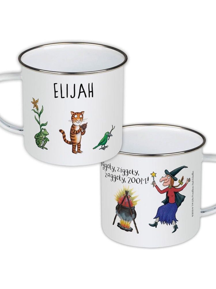 Star Editions Personalised Room On The Broom Iggity Ziggity White Enamel Mug - Image 1 of 2