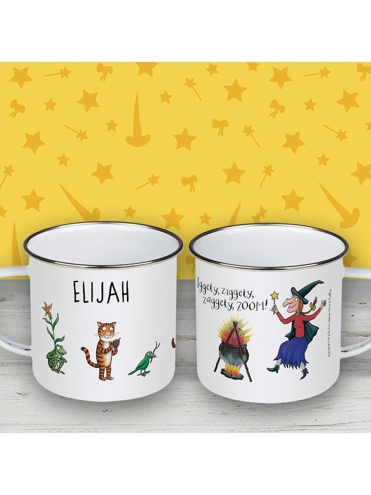 Star Editions Personalised Room On The Broom Iggity Ziggity White Enamel Mug - Image 2 of 2