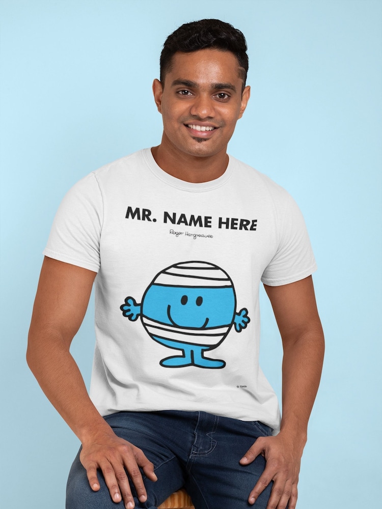 Star Editions Mr. Men Adults Personalised White 100% Cotton T-Shirt - Image 2 of 3