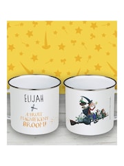 Star Editions Personalised Magnificent Broom White Enamel Mug - Image 2 of 2