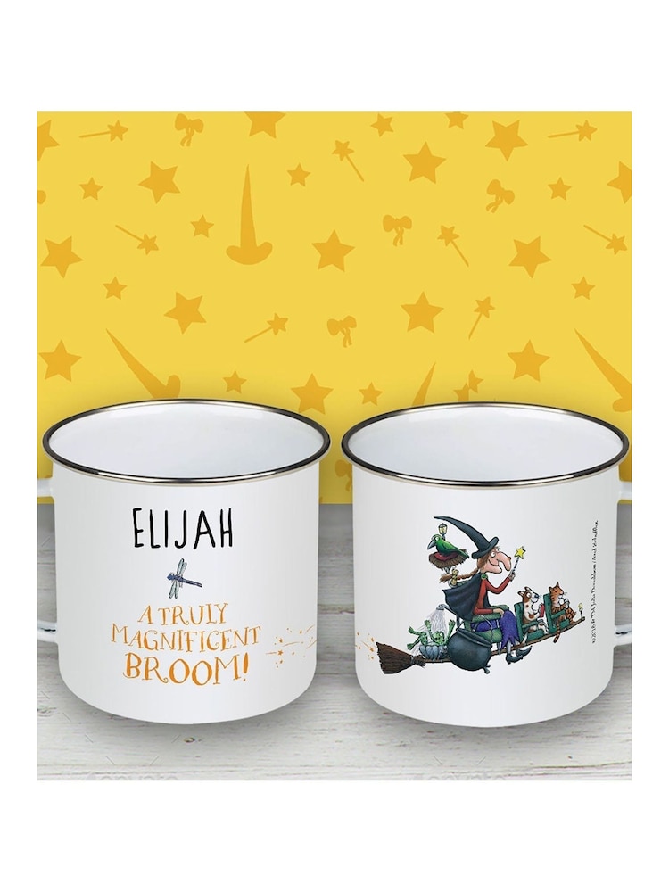 Star Editions Personalised Magnificent Broom White Enamel Mug - Image 2 of 2