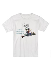 Star Editions Childrens Blue Personalised Room On The Broom 100% Cotton T-Shirt - Image 1 of 2