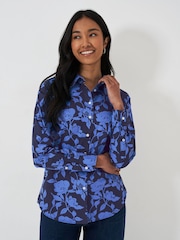 Crew Clothing Blue/Black Lulworth 100% Cotton Shirt - Image 1 of 5