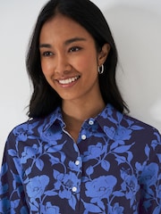 Crew Clothing Blue/Black Lulworth 100% Cotton Shirt - Image 4 of 5