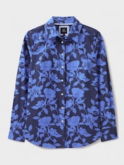 Crew Clothing Blue/Black Lulworth 100% Cotton Shirt - Image 5 of 5
