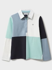 Синий - Crew Clothing Quartered Rugby 100% Cotton Shirt - Изображение 5 из 5