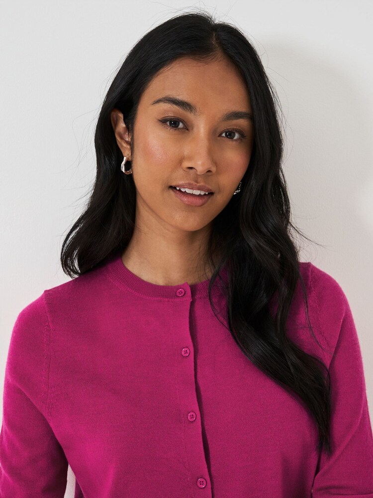 Crew Clothing Pink Merino Wool Cardigan - Image 4 of 5