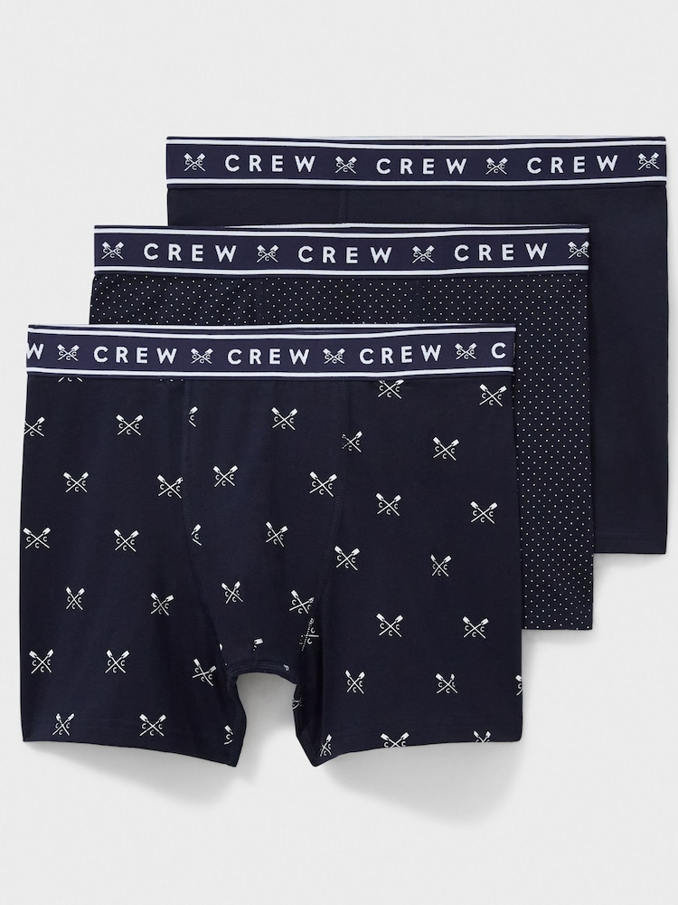 Crew Clothing Company Blue Dark Jersey Boxers 3 Pack - Image 1 of 2