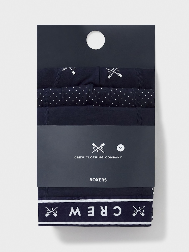 Crew Clothing Company Blue Dark Jersey Boxers 3 Pack - Image 2 of 2