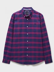 Crew Clothing Blue Long Sleeve Check Oxford 100% Cotton Shirt - Image 5 of 5