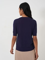 Blau - Crew Clothing Kurzärmliger Pullover aus Merinowolle - Bild 2 von 5