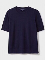 Blau - Crew Clothing Kurzärmliger Pullover aus Merinowolle - Bild 5 von 5