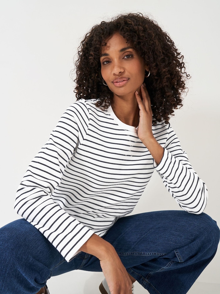 Crew Clothing White Blend Striped Sweatshirt - Image 3 of 5