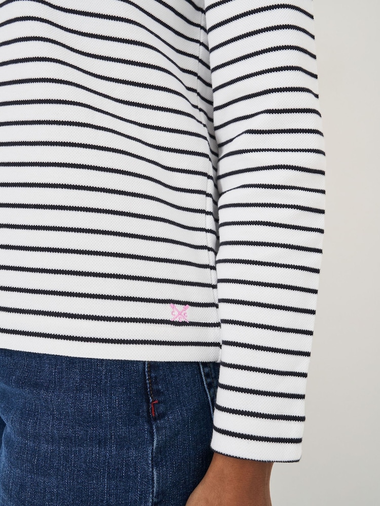 Crew Clothing White Blend Striped Sweatshirt - Image 4 of 5