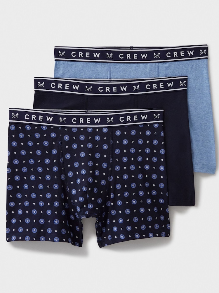 Crew Clothing Company Blue Sky Jersey Boxers 3 Pack - Image 1 of 2 Crew Clothing Company Blue Sky Jersey Boxers 3 Pack - Image 1 of 2