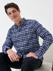 Crew Clothing Blue Long Sleeve Check Oxford 100% Cotton Shirt - Image 1 of 5
