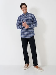 Crew Clothing Blue Long Sleeve Check Oxford 100% Cotton Shirt - Image 3 of 5