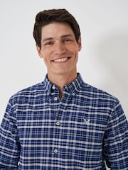 Crew Clothing Blue Long Sleeve Check Oxford 100% Cotton Shirt - Image 4 of 5