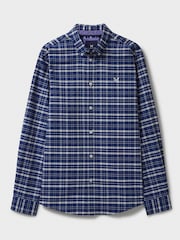Crew Clothing Blue Long Sleeve Check Oxford 100% Cotton Shirt - Image 5 of 5