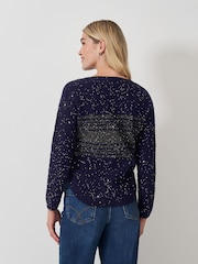 Crew Clothing Blue Sequin Jumper with Curved Hem - Image 2 of 5