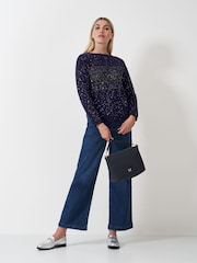 Crew Clothing Blue Sequin Jumper with Curved Hem - Image 3 of 5
